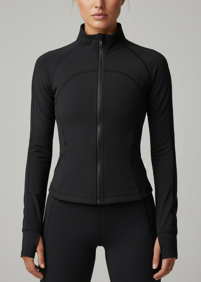 Woman wearing a black athletic jacket and leggings on a gray background.
Engineered for movement, built for comfort — the Strydeform Zip Through Jacket is your go-to layer for any run, with a slimline fit that contours without restricting movement. Whether you're warming up, layering post-run, or pushing through a chilly morning session, it's got you covered.

Made from ultra-soft, compressive fabric, it offers just the right amount of warmth and support without sacrificing breathability.